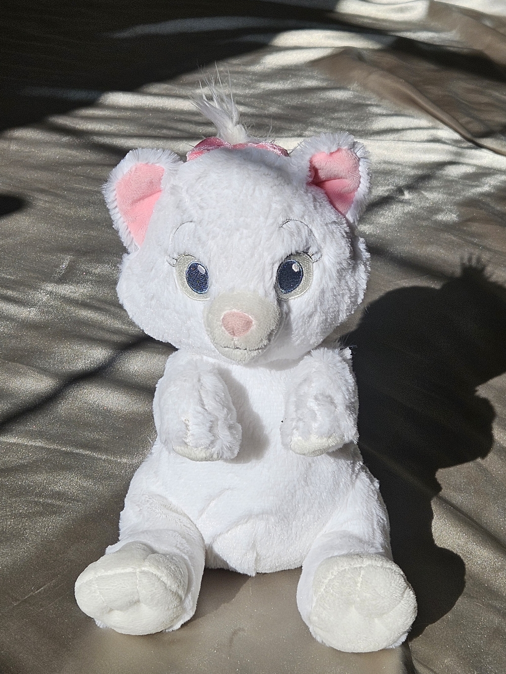 Disney Store Official Marie Medium Cuddly Character Embroidered Pink Bow 10inch